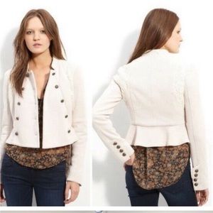 We The Free Double Breasted Lace Military Jacket Cream • Size 6